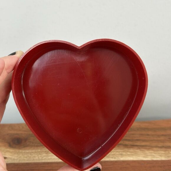Vtg Set of 3 Heart Nesting Boxes Melamine Red Floral Lided Trinket Keepsake Dish - Picture 11 of 14